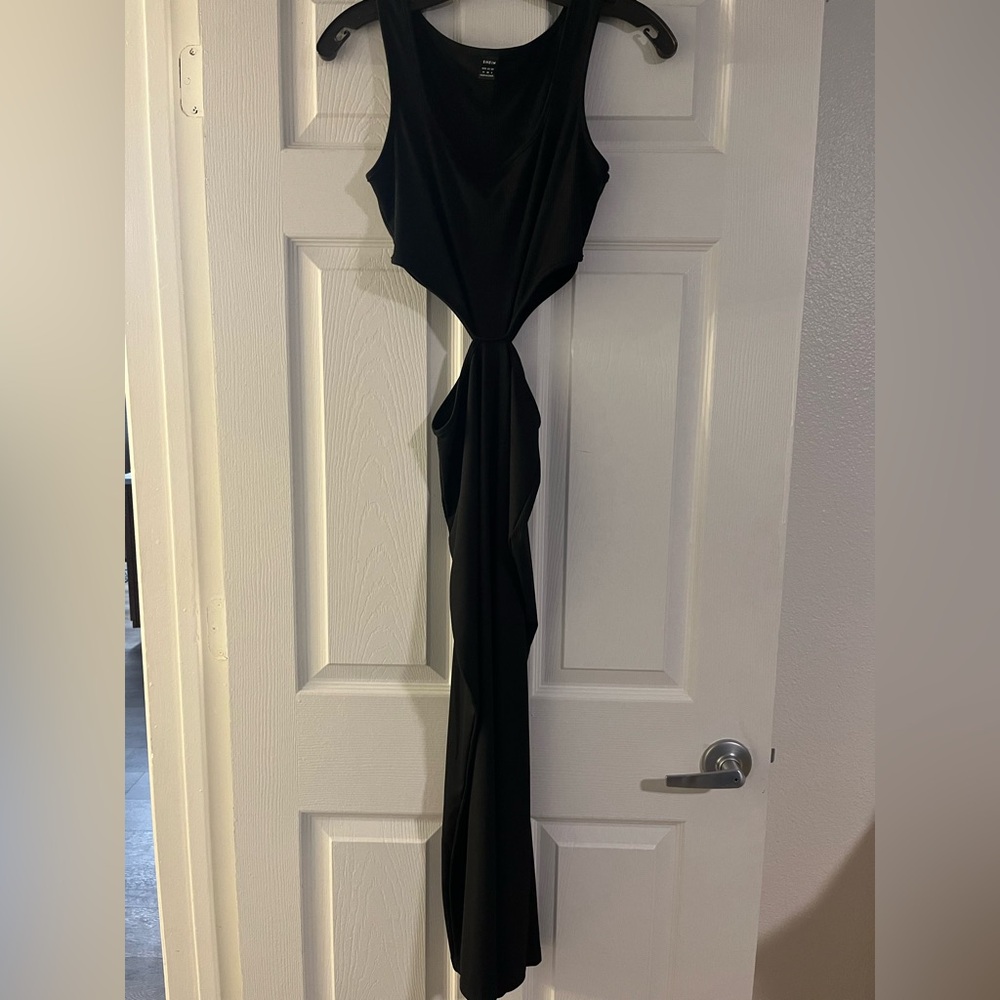 Black open midriff dress